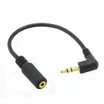 1pcs Gold 3.5mm 3 Pole TRS Right Angled Audio Stereo Male To Female Extension Black Cable 15cm