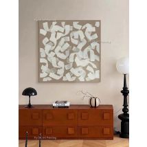 100% Pure Hand Painted Oil Painting Coffee Color White Ribbon Canvas Painting Modern Abstract Wall Art Decor For Home Office