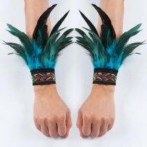 Gothic Punk Feather Wrist Cuff Steampunk Gloves Bracelet Carnival Stage Showgirl Hand Sleeves Party Cosplay Feather Arm Warmer