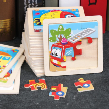 11*11cm 3D Wooden Puzzle Baby Toys Cartoon Animal Traffic Tangram Jigsaw Puzzle Early Learning Educational Toys for Children