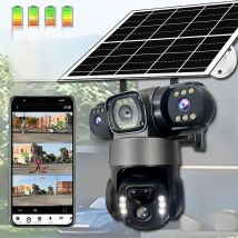 12MP Solar Surveillance Camera Wireless Outdoor 3 Lens Solar IP Camera PIR Color Night Vision Auto Tracking Battery CCTV Camera