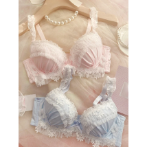 Steel ring push up bra set pure desire wind big cup girl underwear embroidery lace large size lingerie with panties set