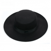 New Classic Solid Color Felt Fedoras Hat Belt for Men Women Blend Jazz Cap Wide Brim Simple Church Derby Flat Top Hat Mujer