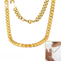 Vnox Thick Miami Cuban Chain Necklace for Men Women Stainless Steel Metal Curb Links Unisex Chokers Long Sweater Chain 3-11mm