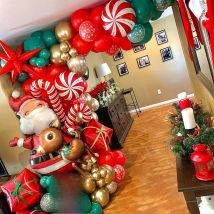 Christmas Balloon Arch Green Gold Red Box Candy Balloons Garland Cone Explosion Star Foil Balloons New Year Christma Party Decor