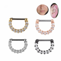 8mm 16G Titanium Bar Nose Ring Septum Clicker Zircon Ear Daith Helix Hoop Earring Hypoallergenic Piercing Women Men Body Jewelry