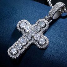 New Trending New Iced Out Bling CZ Cross Pendant Necklace for Men Boy Micro Pave 5A Cubic Zirconia Pendant Hip Hop Jewelry