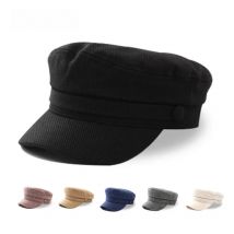 Spring Autumn Women's Hat Flat Cap Military Cap Linen Octagonal Cap Solid Color Flat Top Military Hats Young Student Hat Female