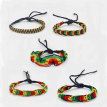 5pcs Mixed Rasta Friendship Bracelet WRISTBAND Cotton Silk Reggae Jamaica Surfer Boho