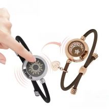 totwoo Long Distance touch Light up&Vibrate Bracelets for Couples, Long Distance Relationship Gifts Smart Sun&Moon Love Bracelet