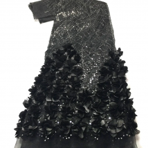 3d French Tulle African Lace Fabric 2025 High Quality Black Embroidery Sequins Nigerian Lace Fabrics 5 Yards For Dress AM45221