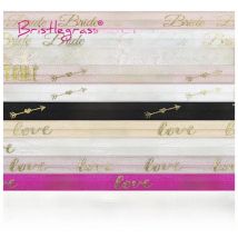 BRISTLEGRASS 2 Yard 5/8" 15mm Bride Love Arrow Leopard Foil Print Fold Over Elastics FOE Spandex Band Wrist Hair Tie Sewing Trim