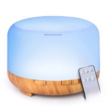 500ML Aroma Diffuser Wood Grain Color, 5V 2A Essential Oil Aromatherapy Diffuser Humidifier with Remote Control  for Home Office