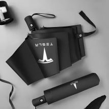 Car Portable Automatic Folding Rain Umbrella For Tesla Emblem Model S Model X Model 3 Roadster Cybertuck Auto Goods Accessories