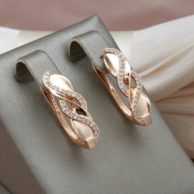 SYOUJYO 585 Rose Gold Color Spiral Drop Earrings For Women Natural Zircon Micro Wax Setting Daily Party Fashion Jewelry