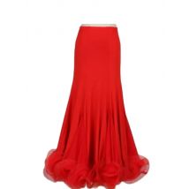 1pcs/lot woman fashion ballroom dancing long skirt lady ruffles waltz dancing skirt milk silk skirt