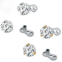 ZS 2Pcs/lot CZ Crystal Round  Skin Diver  Dermal Piercings 316L Stainless Steel Micro Dermal Anchor Hide in Surface Body Jewelry