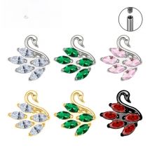 ASTM F136 Titanium Swan Flat Piercing Cubic Zirconia Wing Swan Tragus Earrings Ear Lip Helix Studs Tongue Nail Piercing Jeweler