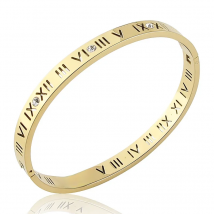 Hot Sale Fashion Opening Titanium Steel Bangles Crystal Gold Color Bangles Roman Numerals Women's Bracelet