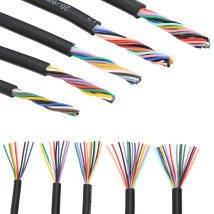 5Meter 28AWG 26AWG 24 AWG 22 AWG 20AWG 18AWG 17AWG RVV 12 Core Copper Wire Conductor Electric RVV Cable Black soft sheathed wire