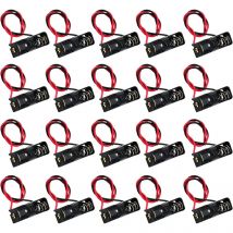 20pcs A23 Battery Holder 23A Battery Holder with Leads 12V Battery Holder Spring Clip Case Black Plastic Housing