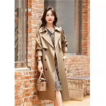 Lace-Up Windbreaker Female All Match Jacket 2024 Autumn Spring  Jacket Women Zipper Coat Solid Color Tops Lining Long  Trench