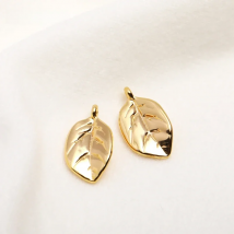 14K Gold Plated Solid Leaves Pendants,Bulk Charms For Jewelry Making,Brass Metal Leaf Charms DIY Handmade Crafts Wholesale