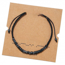 Handmade Morse Code Beads Adjustable Black String Bracelet With Hematite Stone Beaded Charm Bracelet Bangle Jewelry For Lover