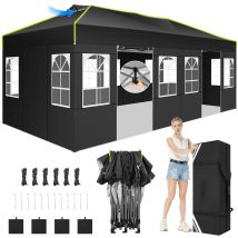 Gazebo Tenda da festa con chiusura centralizzata a un pulsante 3x6 m pieghevole con 6 pareti laterali rimovibili, gazebo da giardino per matrimoni, eventi all'aperto