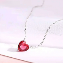 Cellacity 925 Sterling Silver Necklace For Women With Heart Shape Ruby Gemstones Silver Wedding Gift Wholesale Fine Jewelry