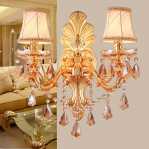 New luxury gold crystal wall light indoor wall lamp alloy crystal candle E14 double single head wall light  Wall Lights For Home