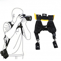 Black Double Dual Camera Shoulder Strap Quick Rapid Sling Belt Adjustment for Canon Nikon Sony 2 Cameras Digital DSLR Strap