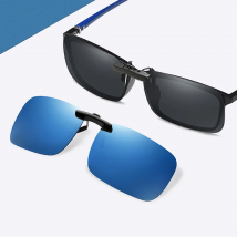 VIVIBEE Mens Fishing Clip On Sunglasses Mirror Blue Eyeglasses Polarized UV400 Women Square Night Vision Driving Sun Glasses