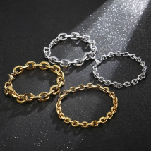 Kalen 6/10mm Curb Cuba O-chain Simple Men's Stainless Steel Bracelet Dubai Golden Link Jewelry