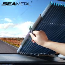 SEAMETAL Einziehbarer Windschutzscheiben-Sonnenschutz, UV-reflektierend, Auto-Sonnenschutz, Windschutzscheibe, Sichtschutzvorhänge, blendfreier Sonnenschutz