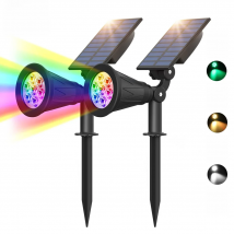 1pc/2pcs 7LED Solar Spotlight Auto Color-Changing Outdoor Lighting Garden Solar Lamp Landscape Wall Light for Decoration