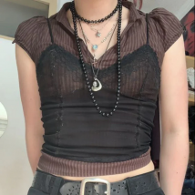 Women New Sexy Mesh Sheer Lace Cami Tops Summer V-neck Sleeveless Corset See Through Cover-ups Y2K Fairycore Grunge Streetwear