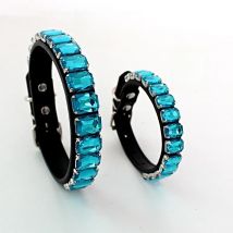 Bling Rhinestone Dog Collars Pet PU Leather Glass Crystal Diamond Puppy Pet Collar Pink Blue Collars Leashes for Dog Accessories