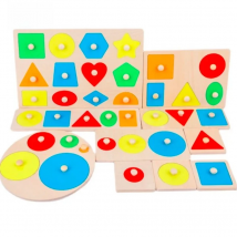 Montessori Toy Wooden Grasp Board Geometric Shape Educational Color Sorting Math Puzzle Preschool Learning Game Baby Kids Gift