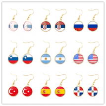 National Flag Drop Earrings Korea,Serbia,Russia,Slovenia,Argentina,United States,Turkey,Spain,Dominica Jewelry For Women Girls