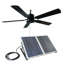 52 Inch Black Outdoor Solar Wooden Ceiling Fan 40W Solar Panel For Porch Patio Gazebo Breezeway Pergola Shelter