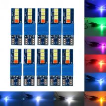 10pcs Canbus W5W T10 8smd 2835 Auto Wedge Light Reading Lamp No Error Door Parking Bulb Blue Yellow Pink to white