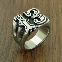 Free Shipping  Vintage US Size 7-13# 316L Stainless Steel Gold Plated Black Silver Color Number 13 Motor Biker Ring Jewelry