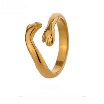Yhpup New Design Embrace Ring Stainless Steel Jewelry Women 18 K Plated Metal Texture Gold Occident Accessories кольцо женское