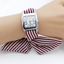 shsby brand new Ladies Concise stripe cloth wristwatch women dress watches high quality fabric watch sweet girls Bracelet watch