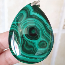 Natural Green Malachite Pendant Water Drop Round Malachite Chrysocolla Pendant Women Men Green Jewelry Necklace AAAAA