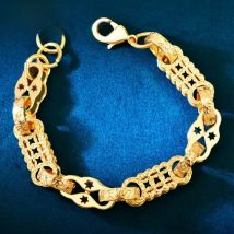 CUC Men Hip Hop Bracelet Chain 10mm 18K Gold Color Plated Copper Cuban Link Fashion Hip Hop Punk Jewelry For Gift