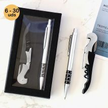 Lote de 6 a 30 unidades de set de bolígrafo con sacacorchos y abridor, Detalles de comunion hombres, regalos para bodas invitados originales, Recuerdo mi Primera Comunion, detalles bautizo para