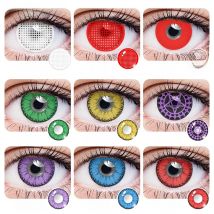 2PCS Colored Contact Lenses for Cosplay Halloween Red Mesh White Screen Vampire Ciel Phantomhive Whiteout  Animation accessories