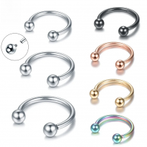 1Pc G23 Titanium Internally Threaded Horseshoe Nose Ring Circular Nose Septum Hoop Ring Eyebrow Ear Piercing Body Jewelry